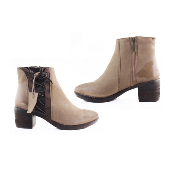 RAG & Co Light Brown Lace Up Zipper Booties 9 - Picture 6 of 11